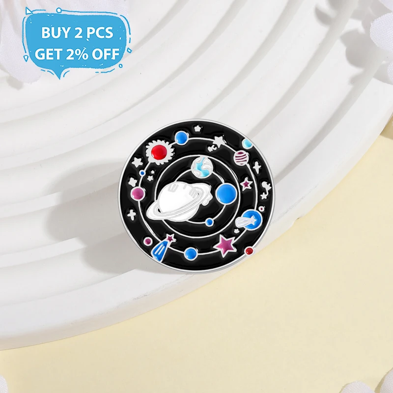 Earth Space Planet Enamel Pins Universe Galaxy Metal Brooches Fashion Lapel Badge Backpack Clothes Jewelry Gift for Friends