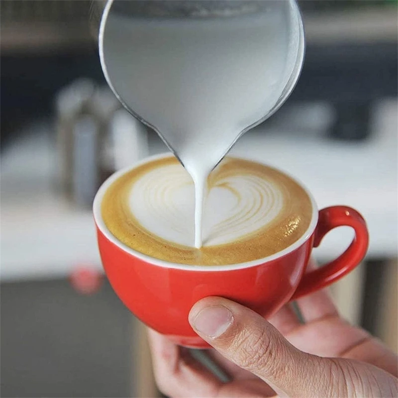 Aço inoxidável café leite espuma jarro, Latte Art, Frother Pitcher, Medição derramando copo, Espresso Barista, Dropshipping