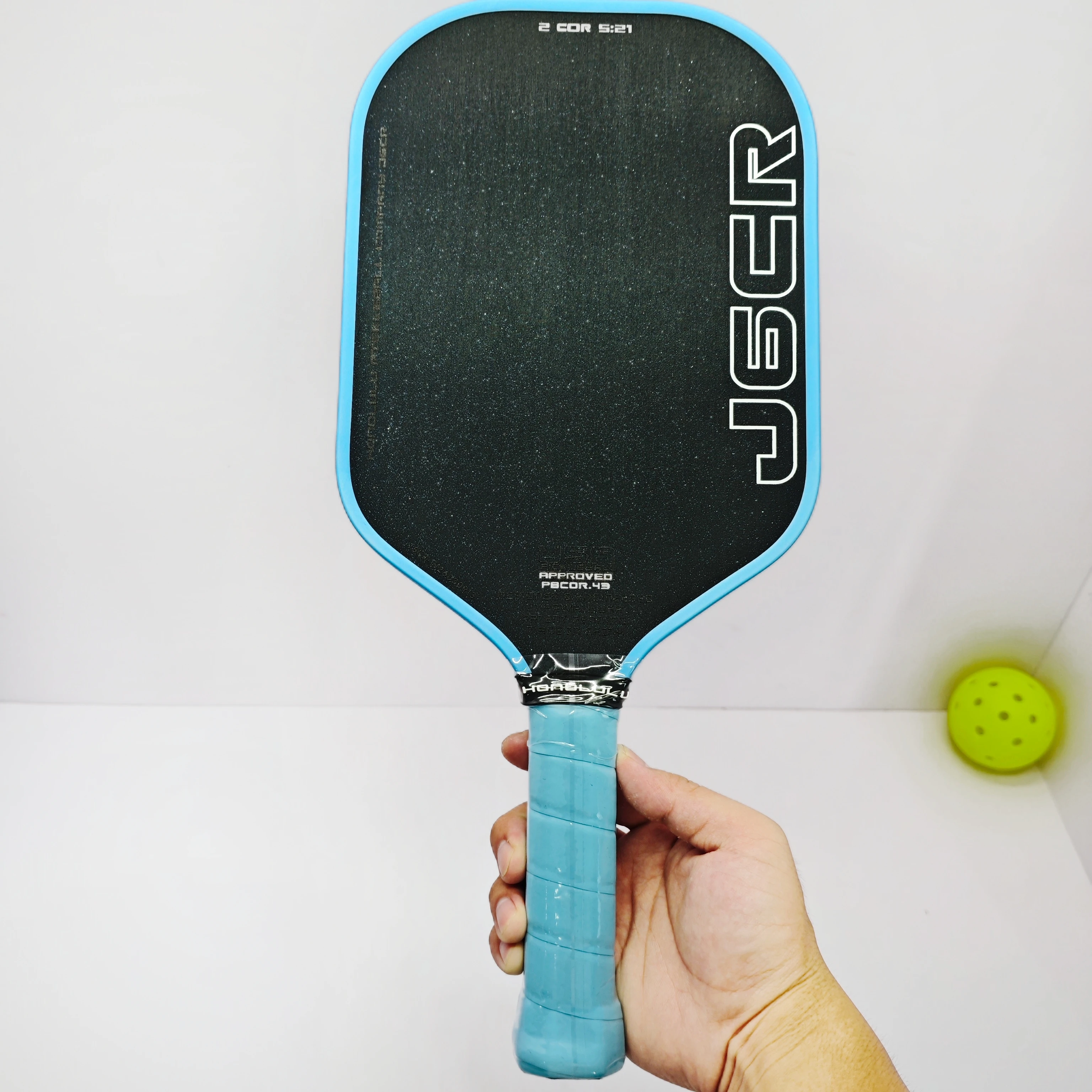 HONOLULU J6CR Carbon Fiber Pickleball Paddle 16mm Elongated, Full Foam Core Blue crystal surface power & spin