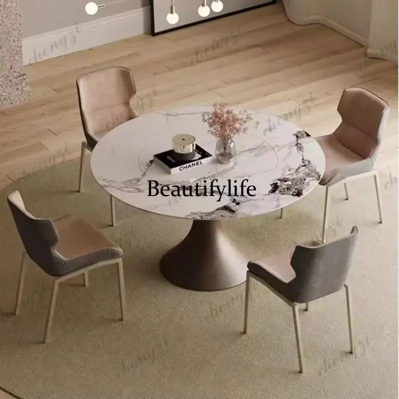 Beautiful  Rotating Designer Dining Table 6 Person Unique Nordic Faux Marble Dining Table Round Living Room Home Furniture
