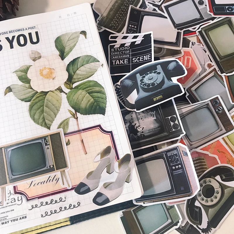 52pcs Retro Nostalgic DIY Scrapbooking Happy Planner Journal Crafts Album Decoration Stickers Package Japanese Stationery