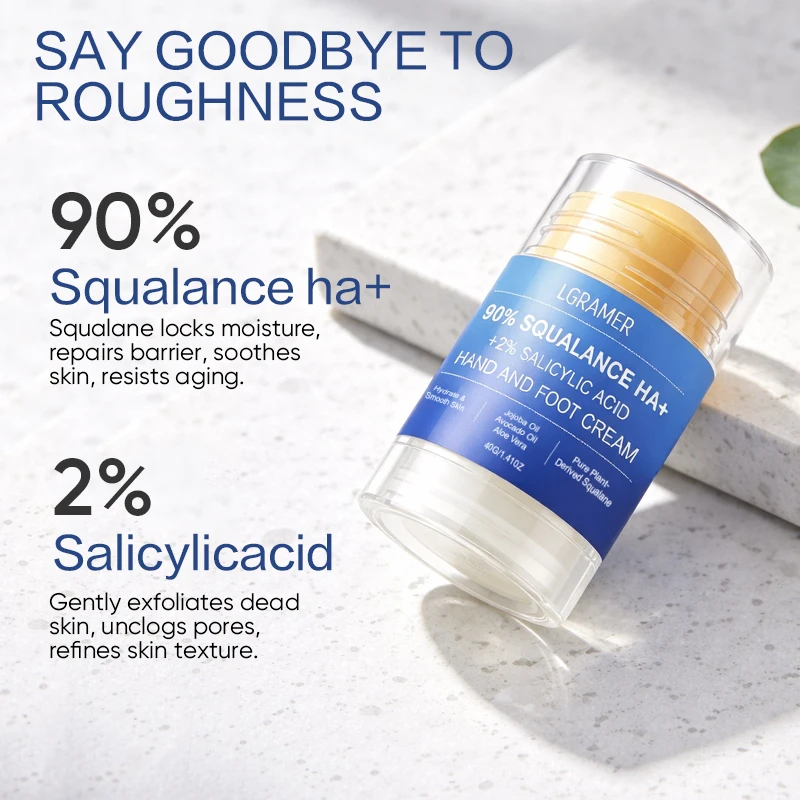 2% Salicylic Acid Plus 90% Squalane Feet Cream Moisturizing Foot and Hand Cream Maximum Strength Improving Dryness and Roughness