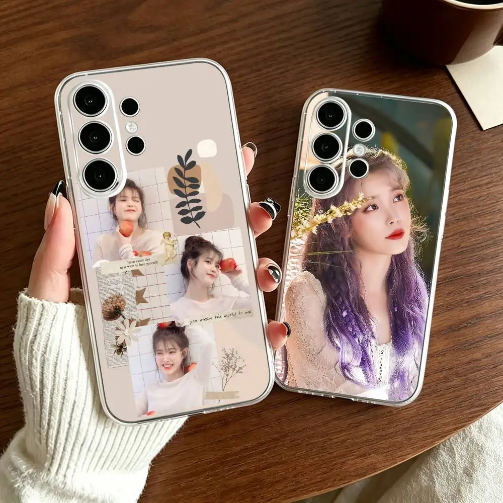 Lee Ji Eun Actor Popular Singer IU Phone Case Transparent Silicone Soft For Samsung S30 S25+ S24 S23 S22 S21 Ultra Plus