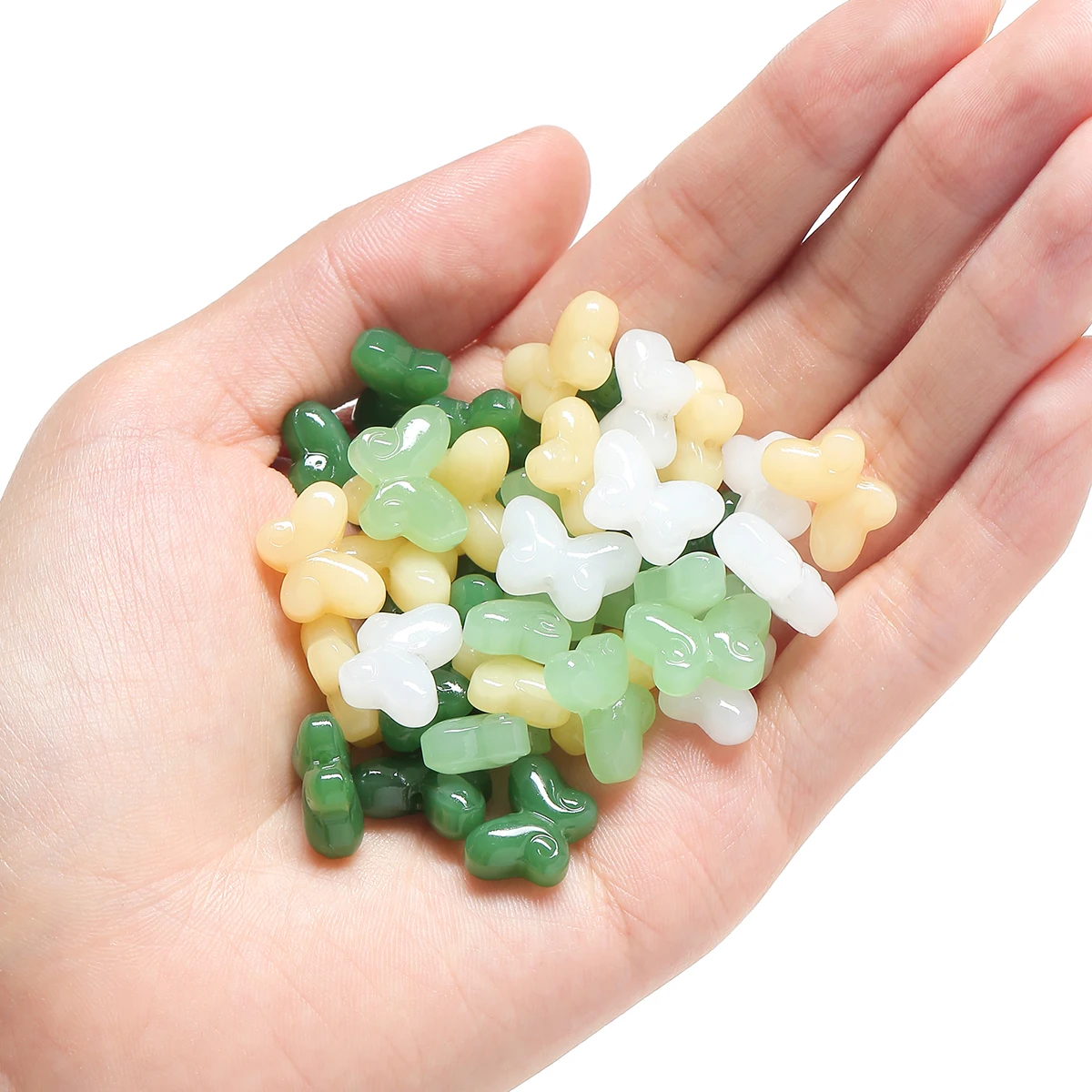 DW03 20pcs 10*14.5mm Butterfly Beads White Yellow Green Blue Imitation Jade Carved Loose Beads DIY Workmanship Jewelry Making