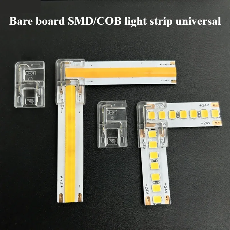 

2/5/10/30/50Pcs/lot COB L Shape Connector Transparent Solderless for 2Pin 8mm 10mm COB/SMD LED Strip Lights 90 Degree