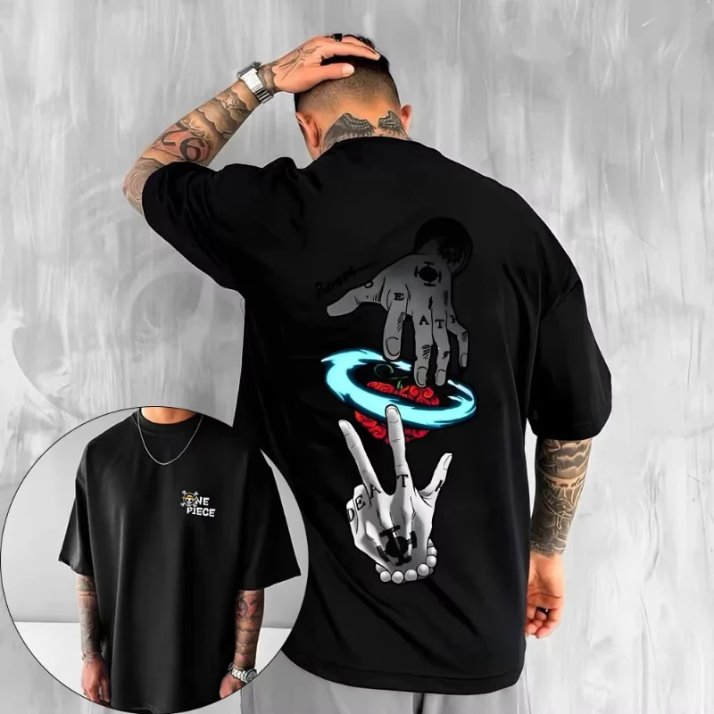 

One Piece Japanese Anime Men's T-Shirt Boy Children's Cotton Y2K Harahiko Trend Hip Hop Boys and Girls Short Sleeves