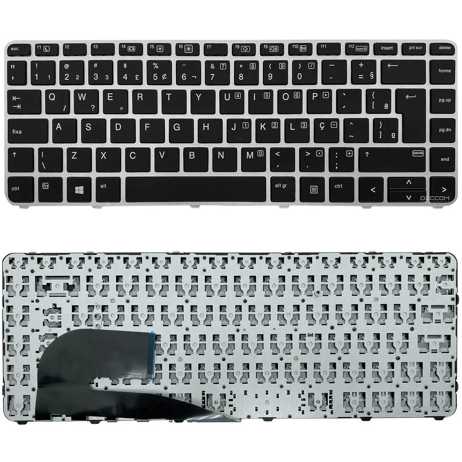 HP EliteBook 819876-001 836307-001 836308-001 BR ABNT Black Layout with Grey Frame Compatible Keyboard