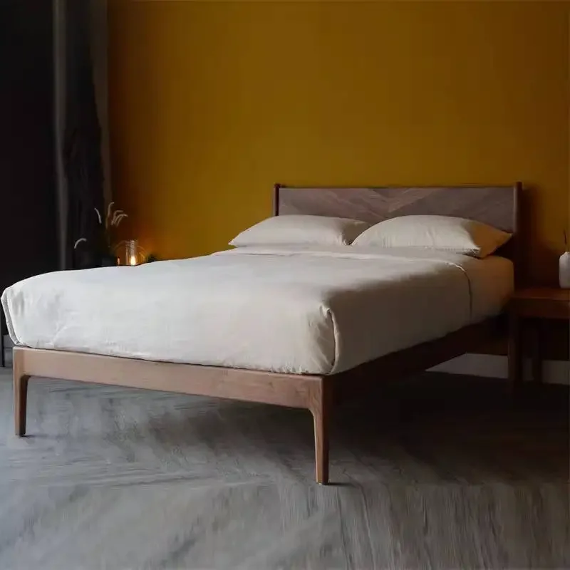 Normal Nordic Double Bed Couples Style Elegant Adults Frame Double Bed Adults Modern Wooden Cama Matrimonial Furniture For Home