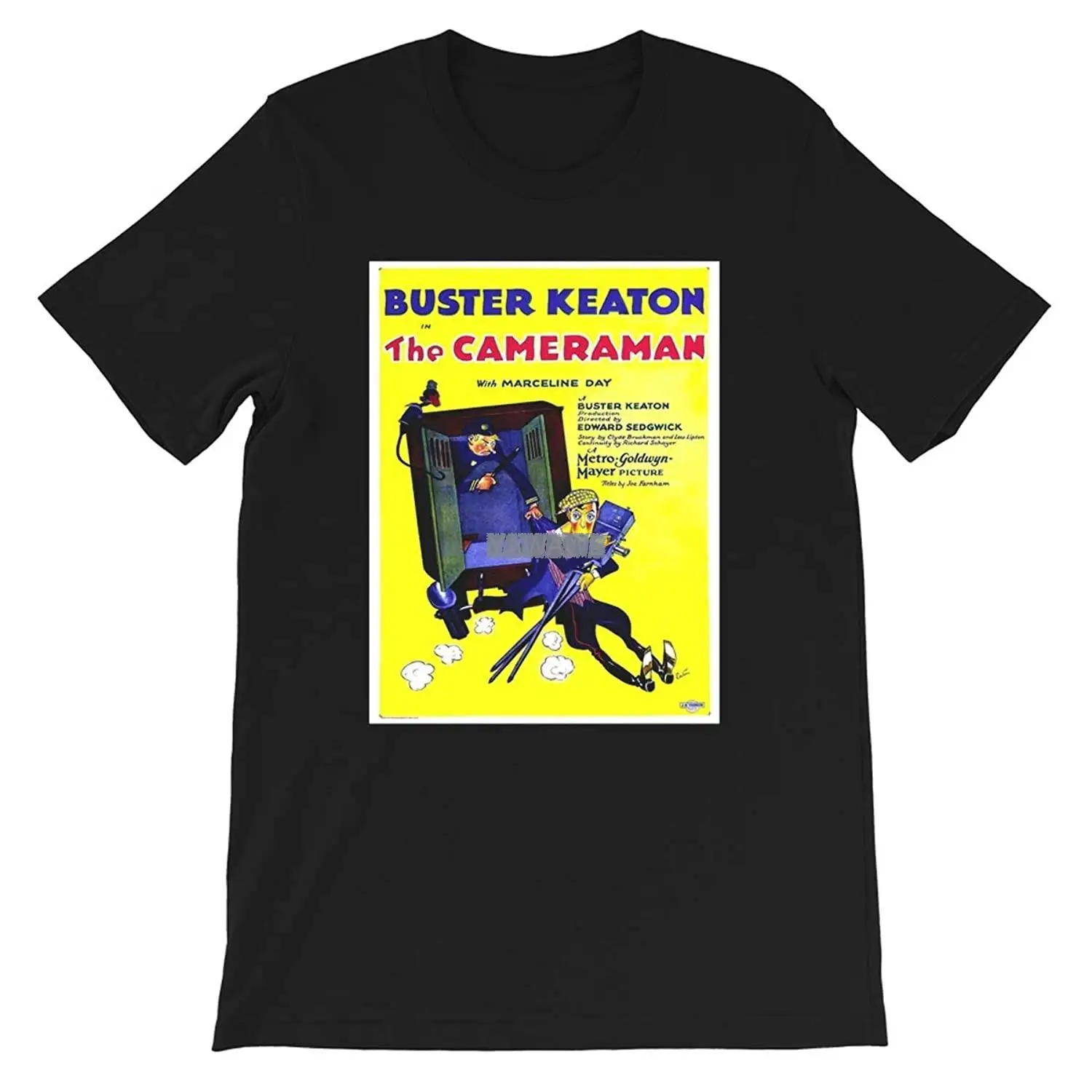 Vintage Poster The Cameraman Buster Keaton Movies Dumb Comedy Puffs Gift for Mens Men Women Girls Unisex T-Shirt