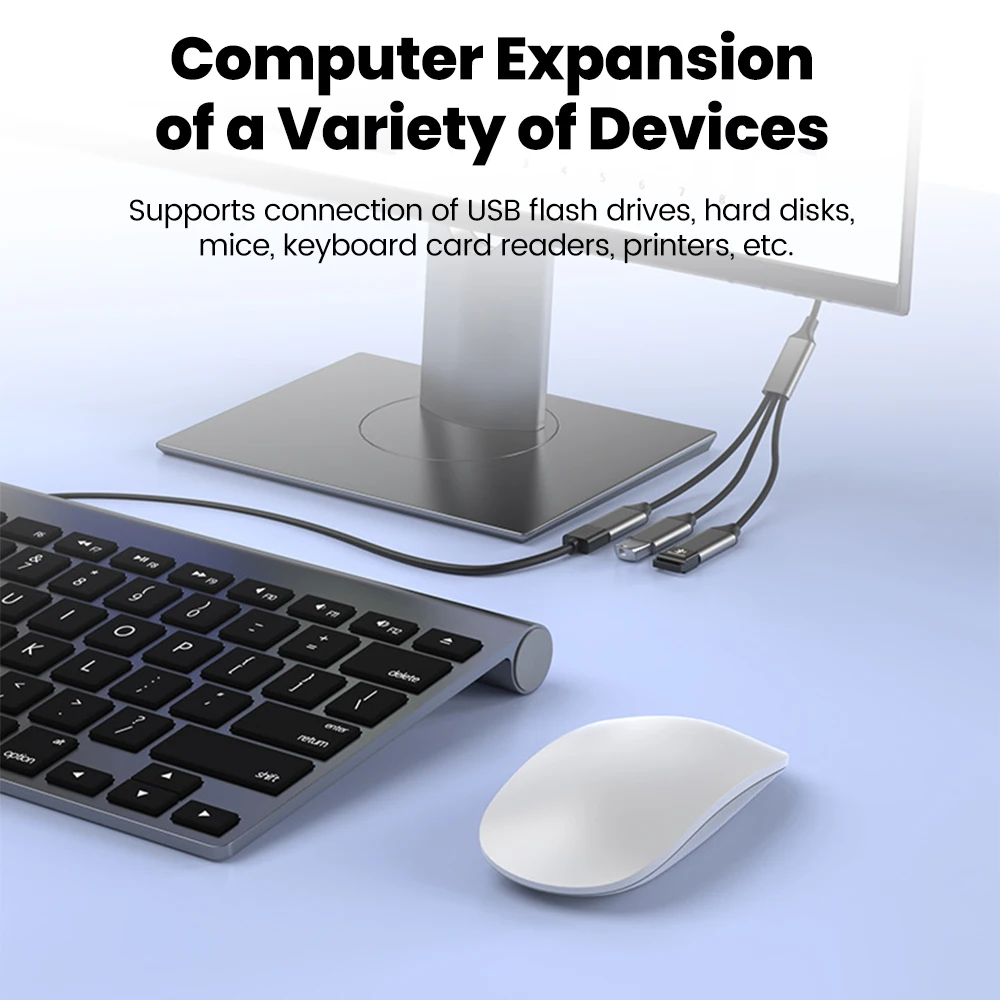 3 في 1 كابل مقسم USB USB أنثى إلى USB A ذكر Hub USB 2.0 أنثى إلى نوع c ذكر محول موسع للطابعة الكمبيوتر U القرص #6