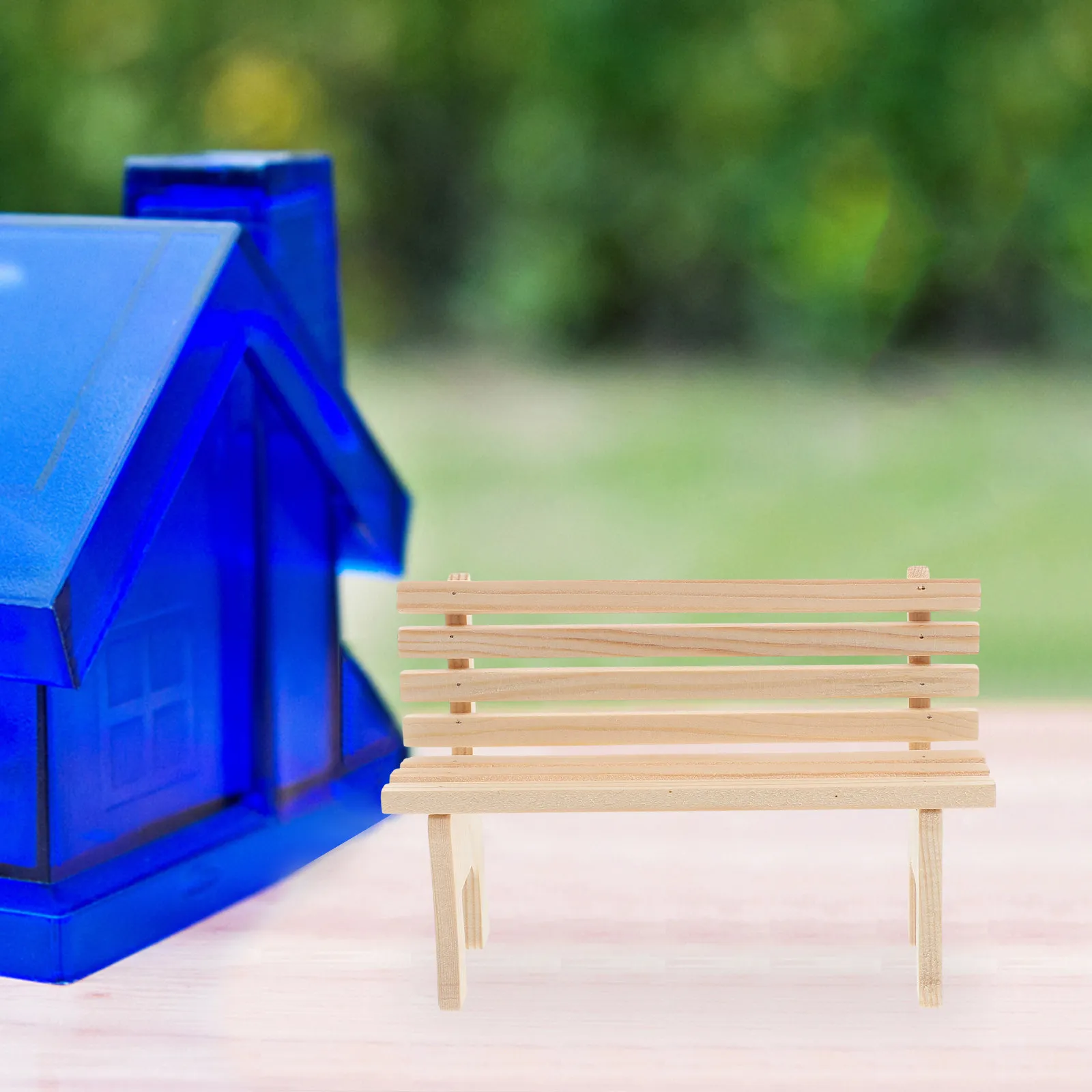 

2Pcs Miniature Wooden Bench Dollhouse Furniture Garden Seating Miniature Park Decoration Dollhouse Accessories