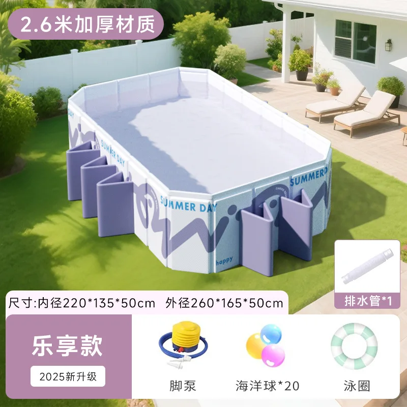 Home Children Inflation-Free Foldable Pool, Family Baby Swimming Tub, Outdoor Large Frame Pool