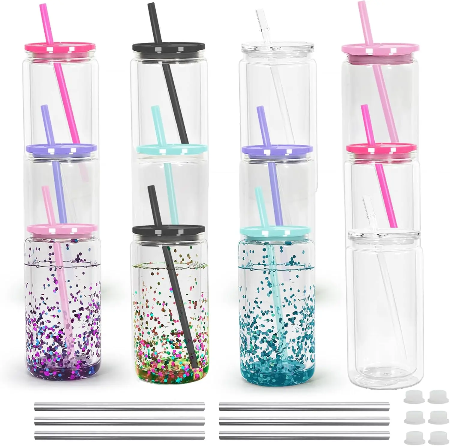 

16-унций акриловые чашки для снежного шара Стакан для снежного шара Стакан для снежного шара с двойными стенками и предварительно просверленными отверстиями Прозрачные пластиковые стаканчики - горячая распродажа