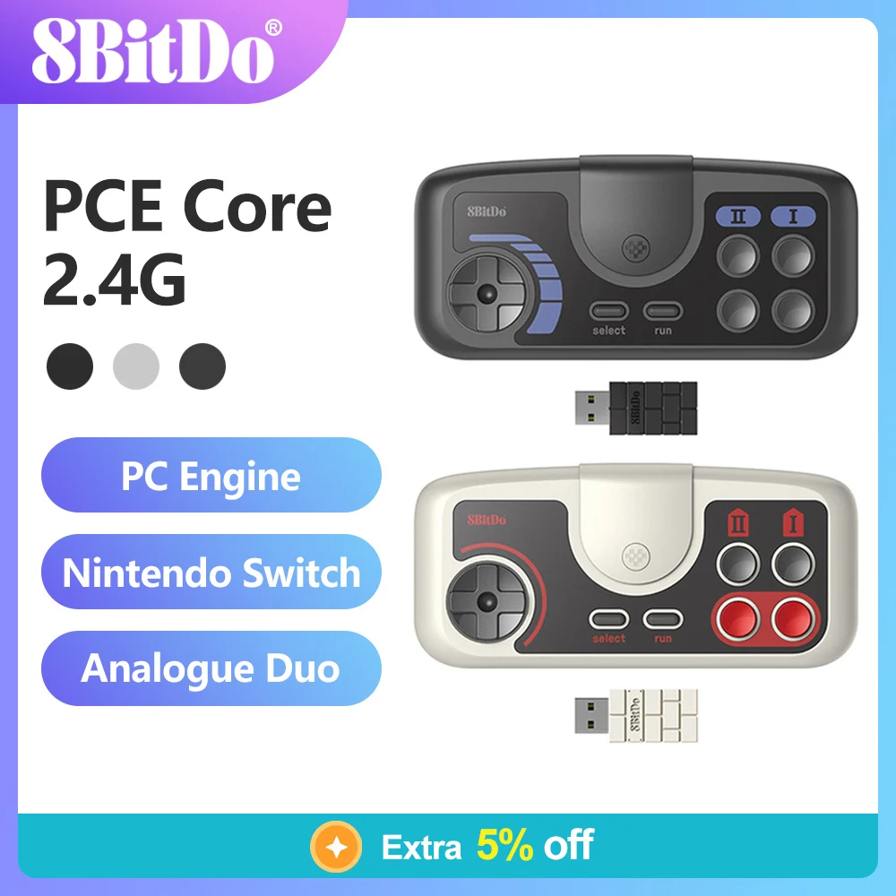 8BitDo PCE Core 2.4G Wireless Gamepad for PC Engine Mini PC Engine CoreGrafx Mini TurboGrafx-16 Mini for Switch