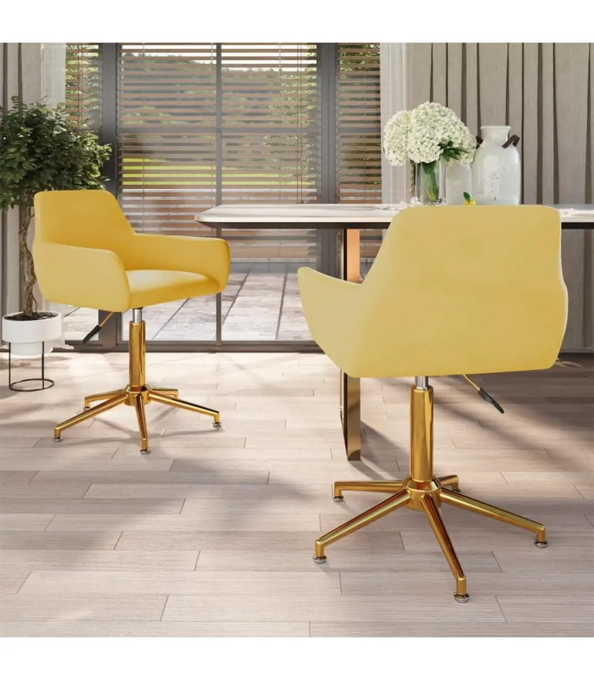 Dining chairs rotating dining chairs 2 units yellow velvet