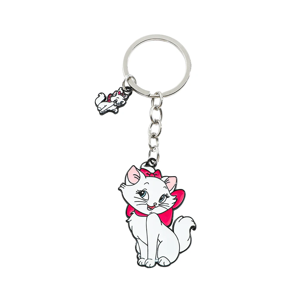 Disney Marie Cat Keychain Cute Anime Figure Marie Cat Keyring Kawaii schoolbag Pendant Toy Gift for Friendsss