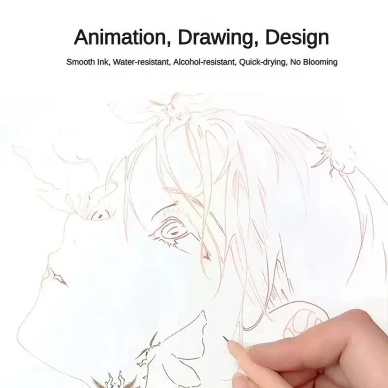 Croma Micro Fineliner Art Kalligraphie-Stifte, klassisches Set, weiche Nadelspitze, Künstler, Zeichnen, Skizzieren, Schwarz/Braun/Haut, Schreibwarenkunst – Detail 8