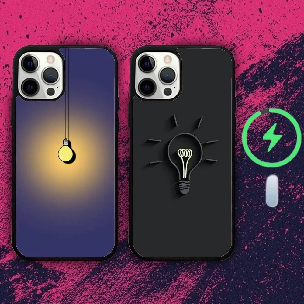 

Lights Bulb Phone Case For iPhone 16e,16,15,14,13,12,11,Plus,Pro,Max,Mini Magsafe Magnetic Wireless Charging
