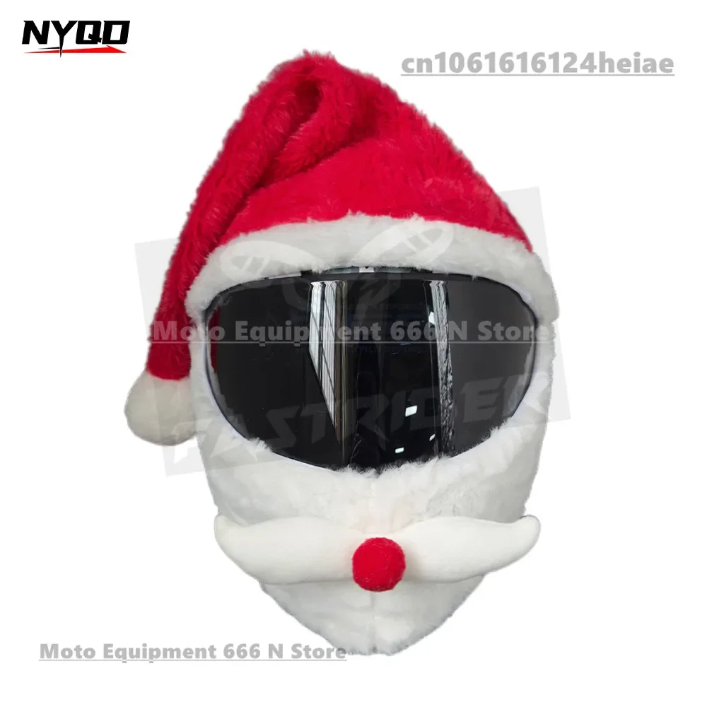 4 ألوان سنة جديدة سعيدة عيد الميلاد شخصية الدافئة دراجة نارية خوذة سانتا قبعة أفخم هود خوذة غطاء لفصل الشتاء #4