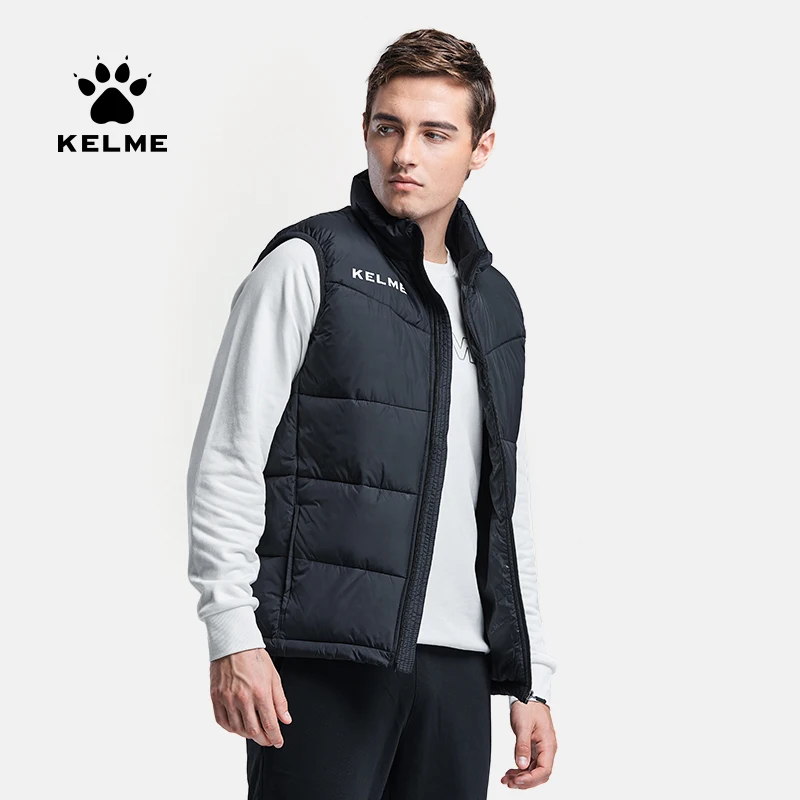 KELME Men\'s Winter Vest Cotton Jacket Football Thickened Waistcoat Warm Padded Coat  K15P022-2