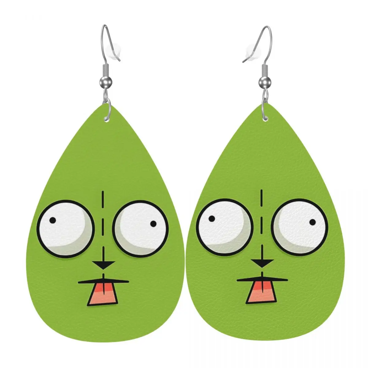 

Custom I-Invader Z-Zim Cartoon Leather Teardrop Earrings Fashion For Women Jewelry Accessories For Valentine's Day
