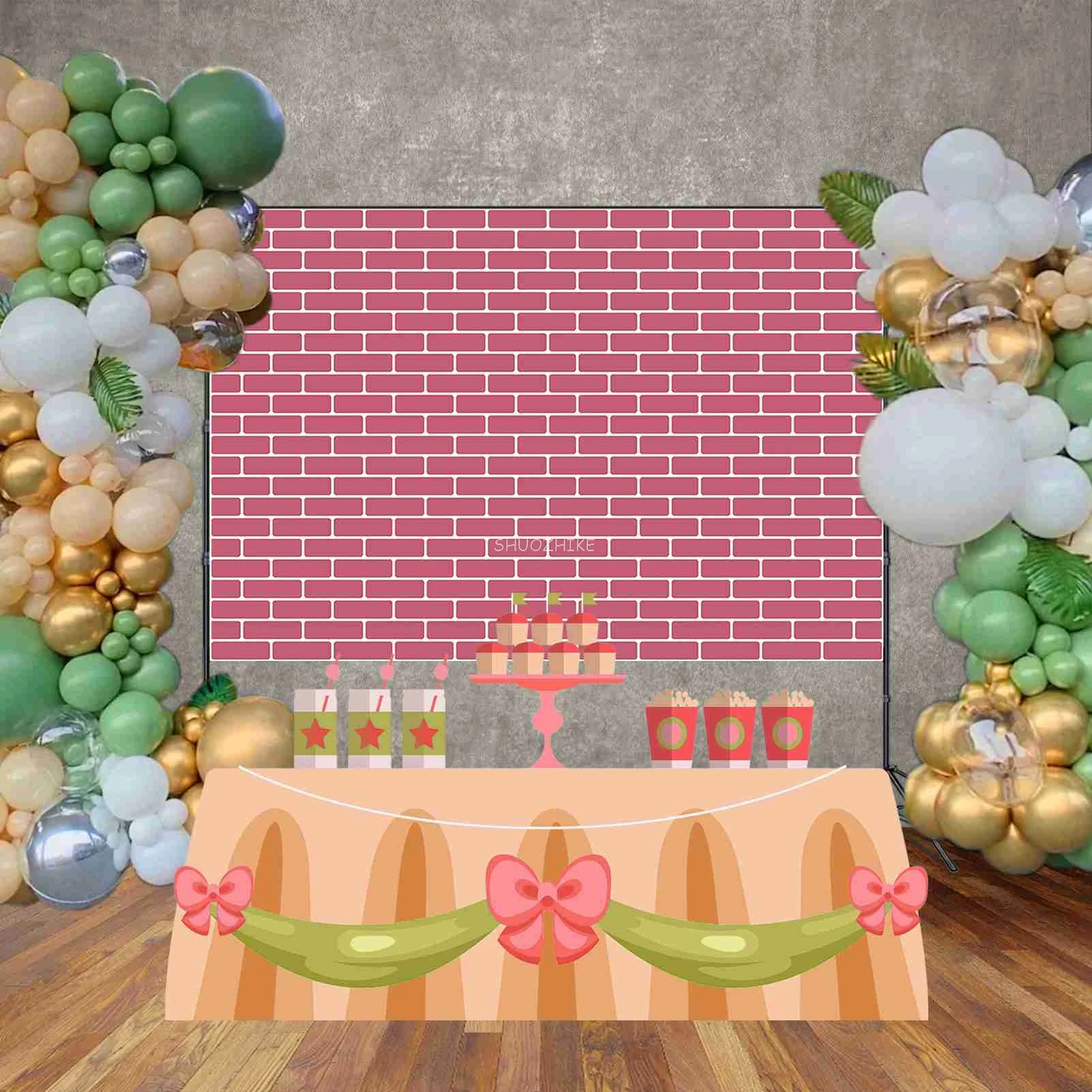 Brick Wall Backdrop for Photoshoot White Red Photo Studio Background Birthday Product Photography Decoration Supplier