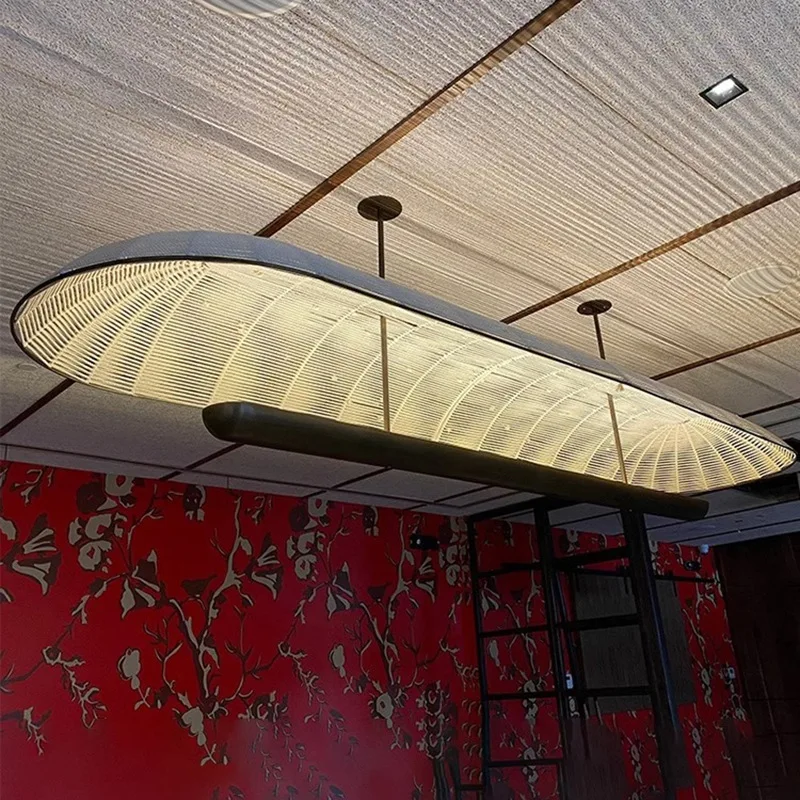 مصابيح زخرفية طويلة من نسيج الروطان على شكل قارب ، تصميم صفحة الخروج #4