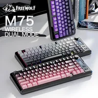 GRATIS WOLF M75 Teclado inalámbrico compacto para juegos de 82 teclas - Modo dual (Bluetooth/2.4G) Pantalla OLED retroiluminada RGB Batería grande