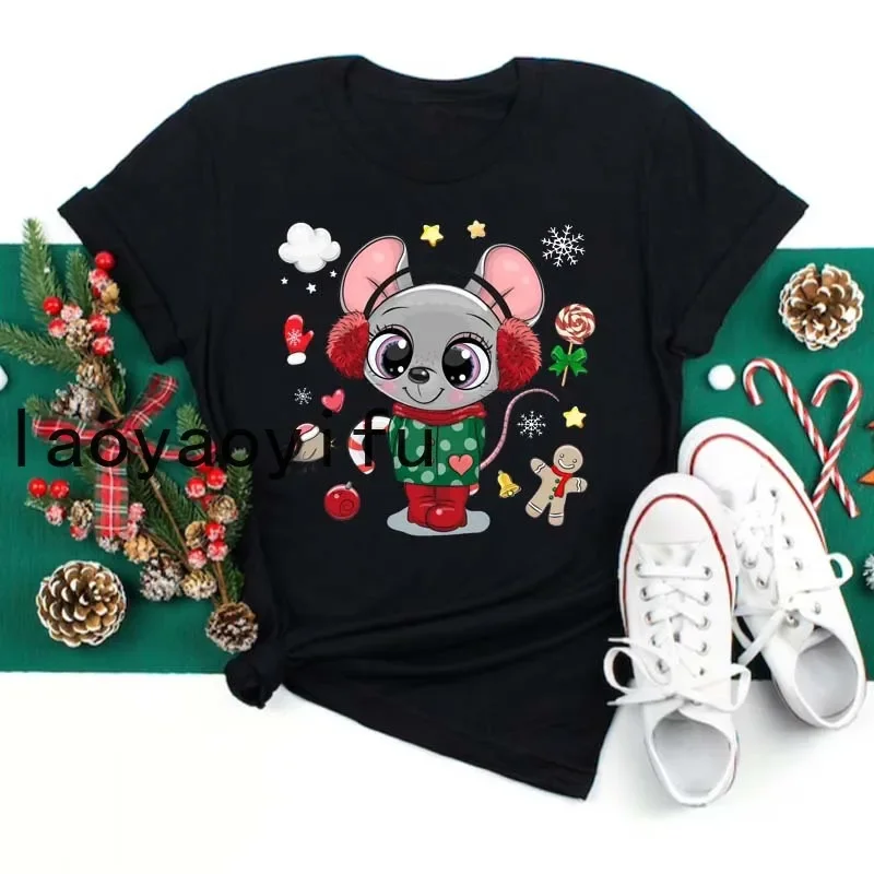 Women Shirts Cartoon Owl Christmas Gift Women T Shirt New Year Merry Christmas Men Clothes Kawaii Penguin Snowman Graphic Shirt