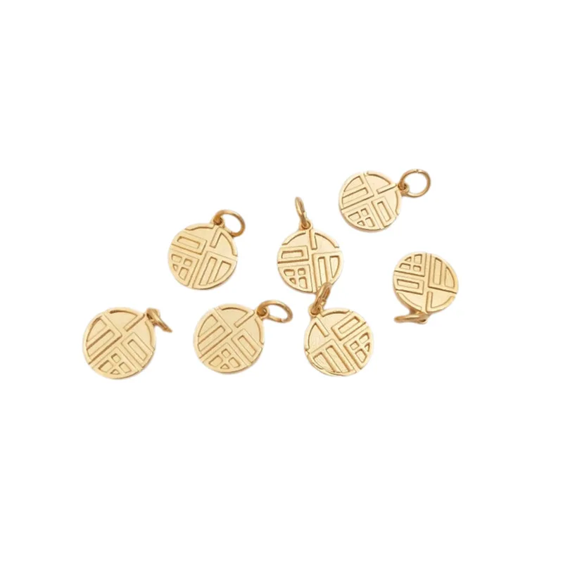Vietnam Sand Gold Fu Character Pendant Lucky Charms Long Lasting Color Not Fade DIY Nafu Bracelet Jewelry Making Accessories