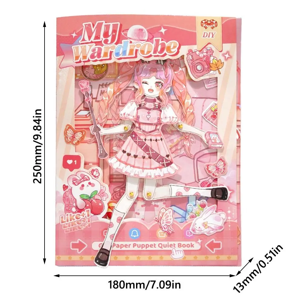Cute Changing Dress 3D Sticker Book Multicolor Cartoon Girl Book Collage Accessories Paper Decorative Stickers Toy