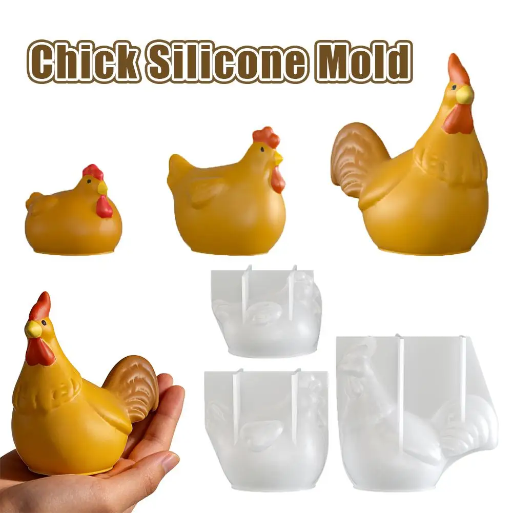 Molde de silicona creativo con forma de gallina, molde de resina 3D para estatua de gallina, decoración del hogar para Pascua, adornos de yeso, herramienta de manualidades hecha a mano, 1 unidad