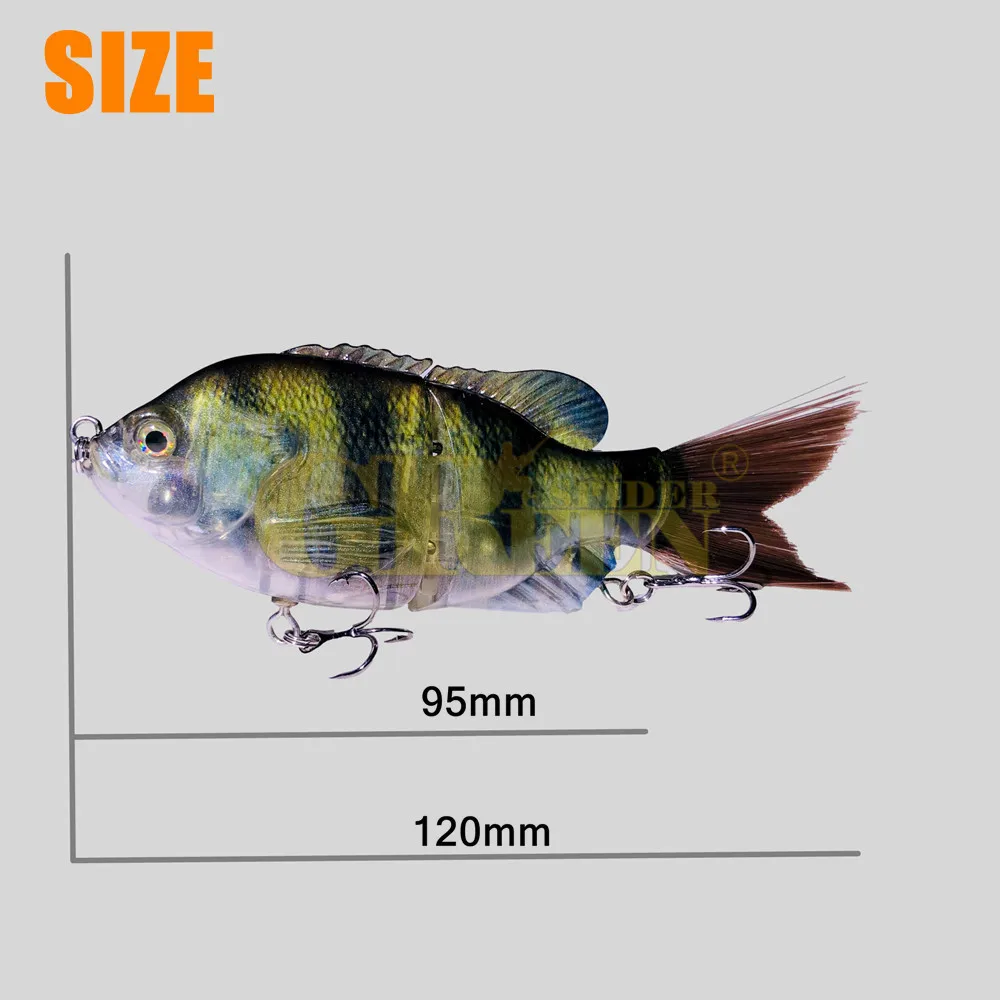 GREENSPIDER 120mm 33g Fishing Lure Jointed Lures Hard Bait Lure Swimbait Brush Tail Bass Lure Bluegill Bait Floating Swimbait