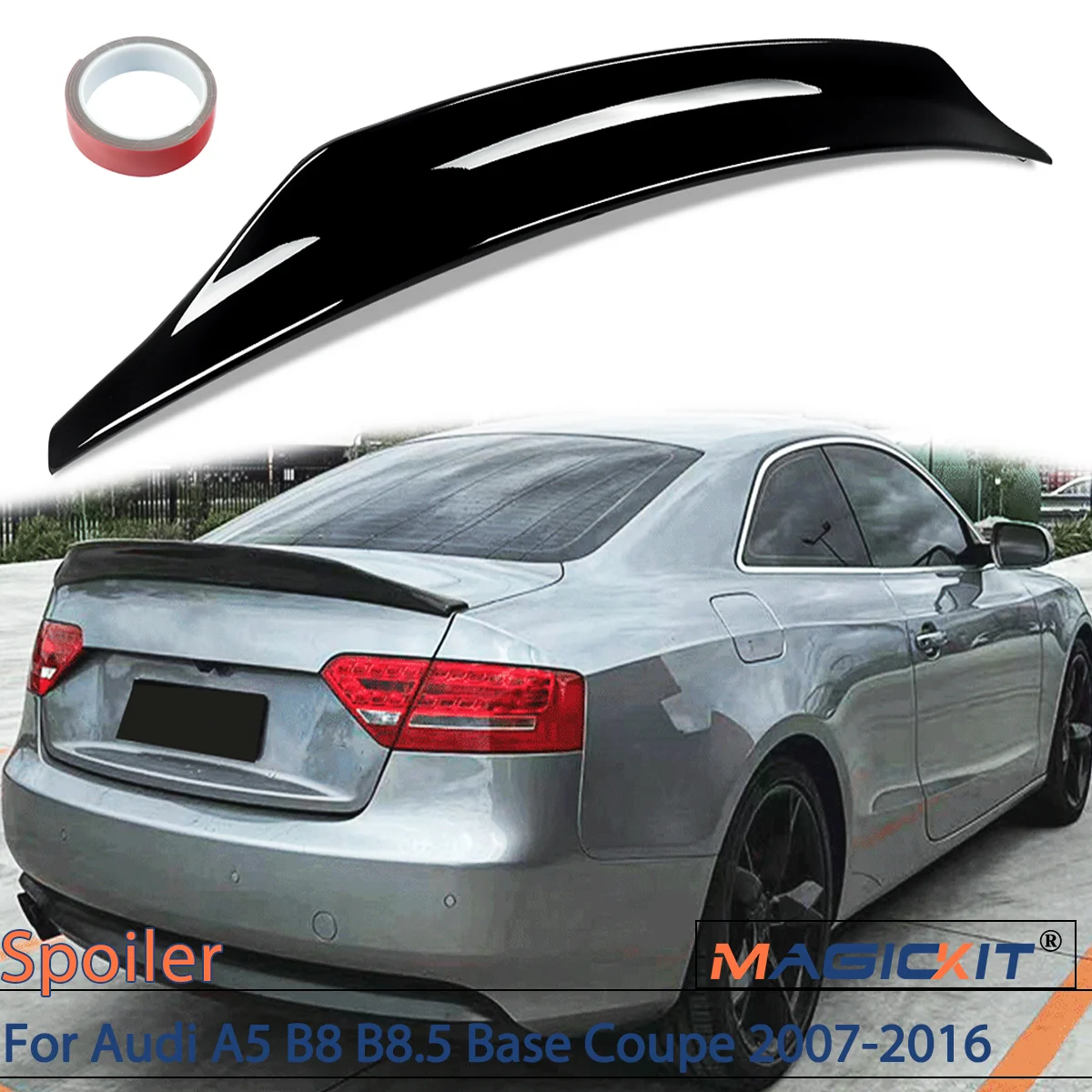 For Audi A5 B8 B8.5 Spoiler Base Coupe 2007-2016 CAT Duckbill Style Gloss Black Rear Trunk Spoiler Wing audi a5 coupe accessorie