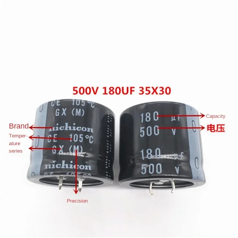 AMSS （1PCS）500V180UF 35X30 nichicon Capacitor 180UF50V35 * 30GX High Frequency and High Voltage Long Life.