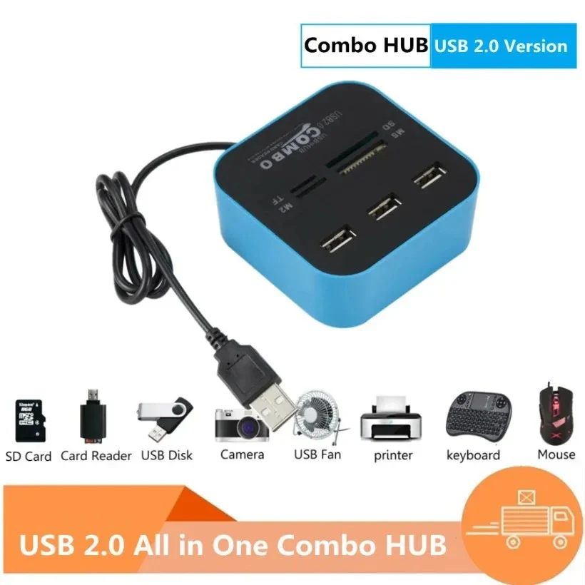 

USB HUB Combo All In One USB 2.0 Micro SD High Speed Card Reader 3 Ports Adapter Connector For Tablet PC Computer Laptop