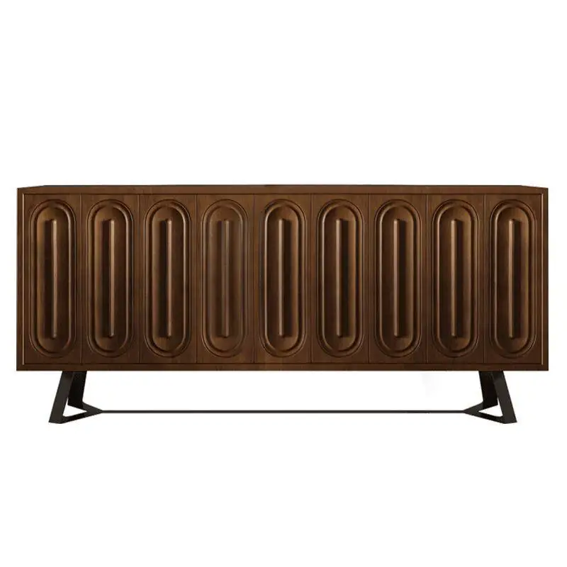 Medieval French style walnut color dining side cabinet French entrance locker living room storage cabinet can be solid wood