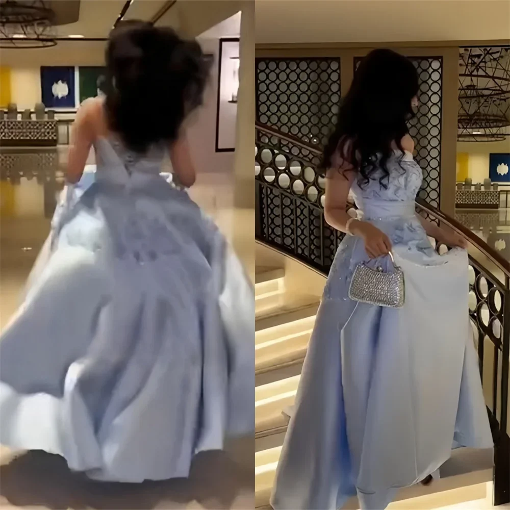 

Saudi Arabia Evening Gown Dearin Strapless Ball Ankle Length Open Back Skirts Draped Sleeveless Bead Bespoke Occasion Dresses Fo