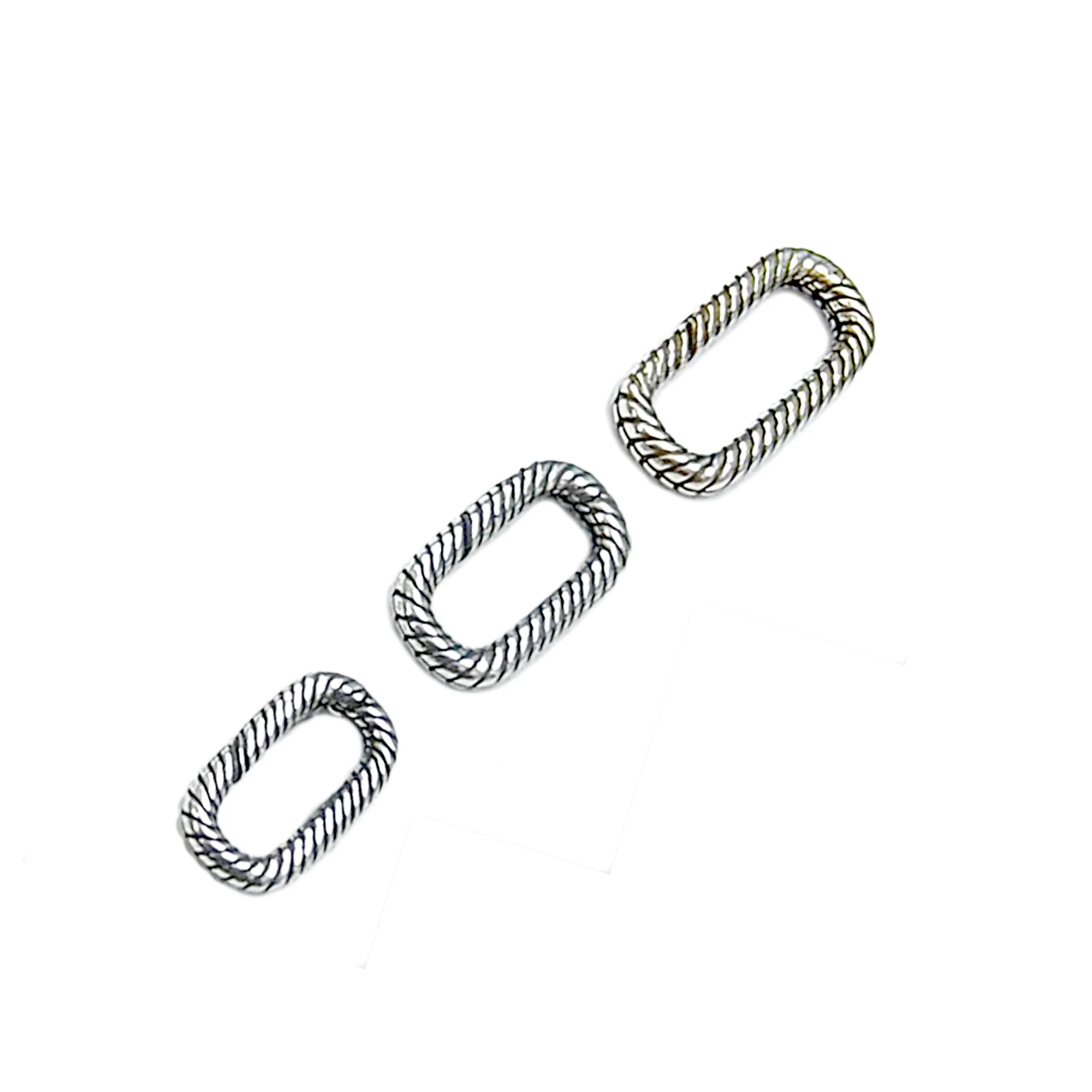 

stylish retro Korea 12 mm 14mm 16mm Tibetan Sterling silver 925 spring rope oval clasp chain Pearl necklace bangle DIY