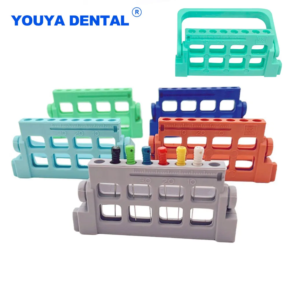 8-Hole Dental Plastic Stand Root Canal File Holder with Record Endo Tray Dispenser Endodontic Files Organizer Autoclavable Box