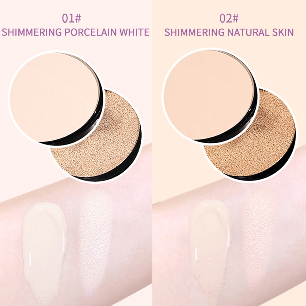 Lightweight & Translucent Dual-Layer Cushion Cream: Hydrating Base, Oil-absorbing & Setting, Sweat-resistant & Long-lasting.