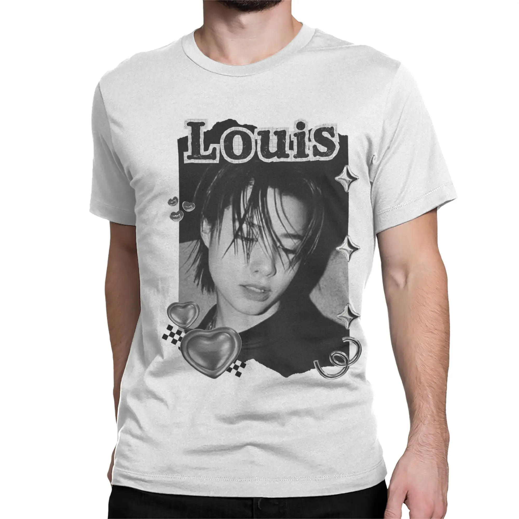 Lngshot Louis Rising K-Pop Hip-Hop Group T-Shirt for Men Women  Vintage 100% Cotton Tee Shirt Crew Neck T Shirt Unique Clothes