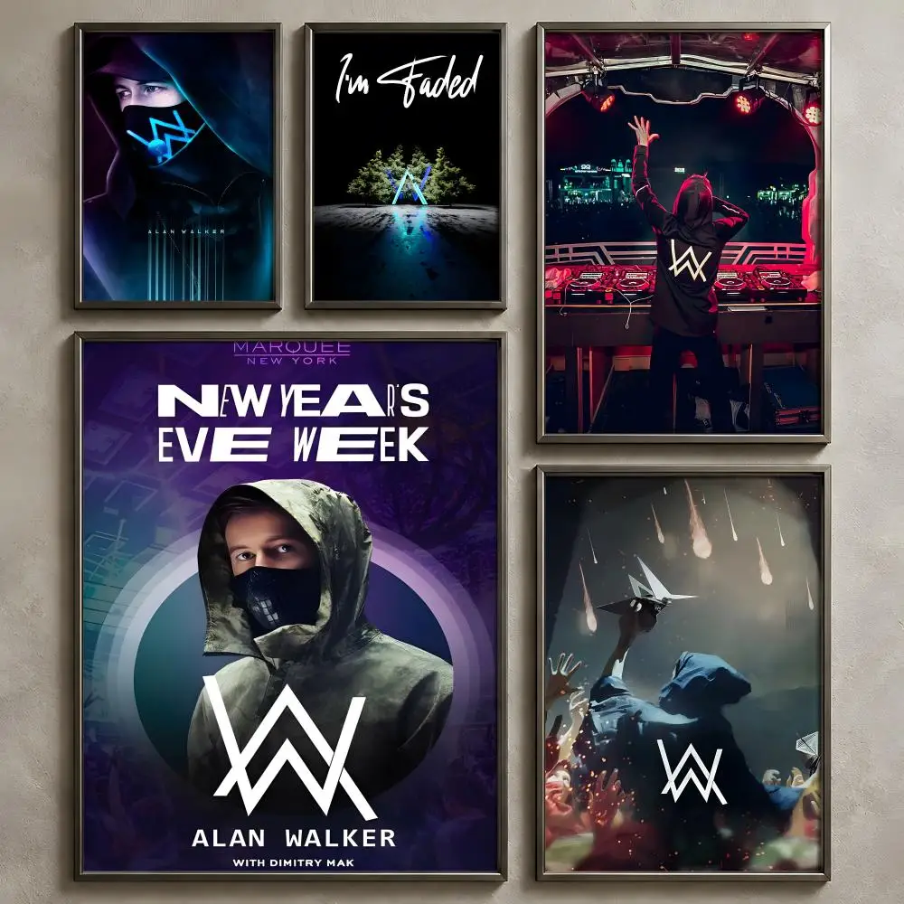Singer A-Alan Walker-r Poster Vintage Self Adhesive PP Wall Art Home Bar Bedroom Decor Gift