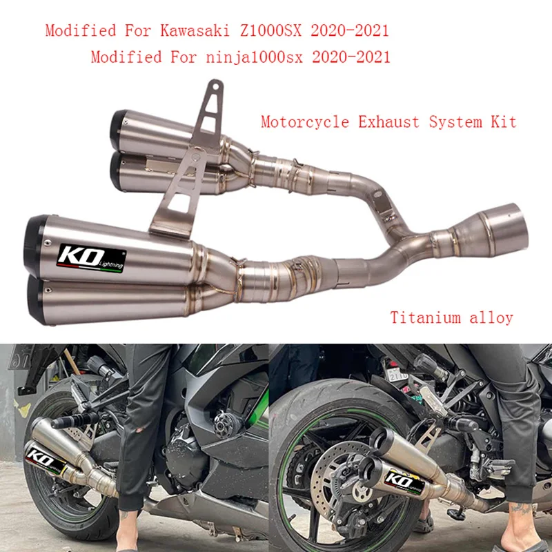 

2x Exhaust Muffler Pipe With Link Pipe Set Titanium System Lossless Installation Refit Modified For Kawasaki Z1000SX 2020 2021