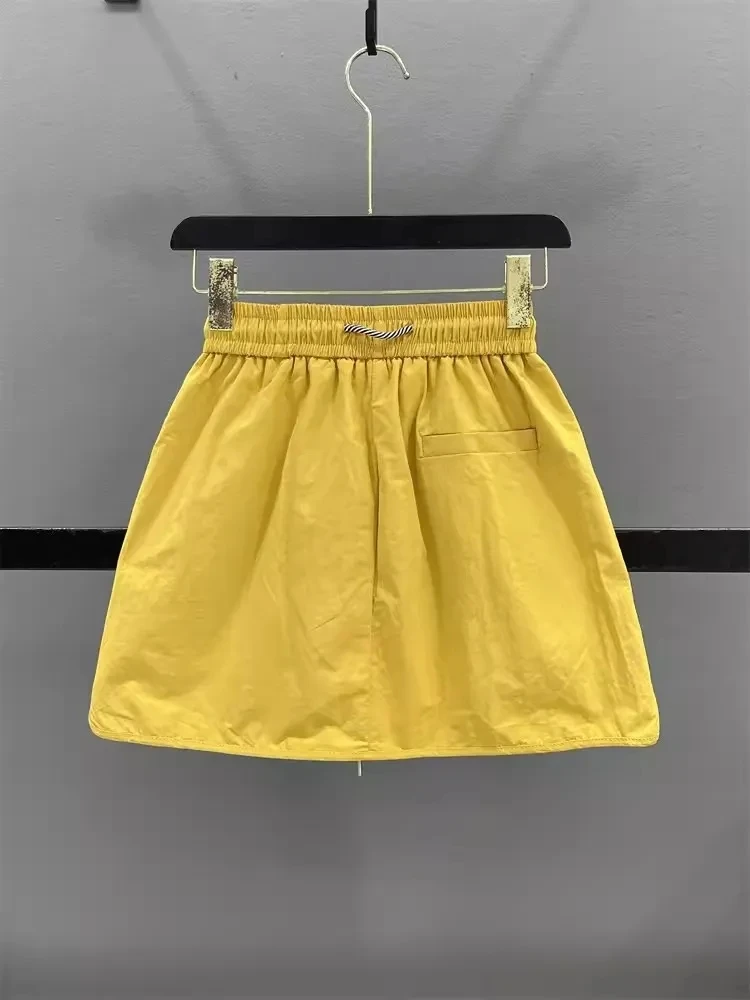 White Workwear  Skirt Women's Summer Thin Elastic High Waist Slim A-Line Casual Sports Short Skirt Anti-Aging image 4