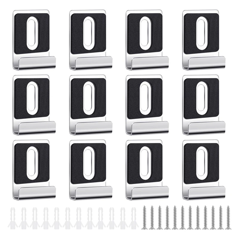 12Pcs Metal Mirror Clips Holder Kit,Mirror Hanging Clips With Screw , For Wall Mounting, Frameless Mirror Tile Display