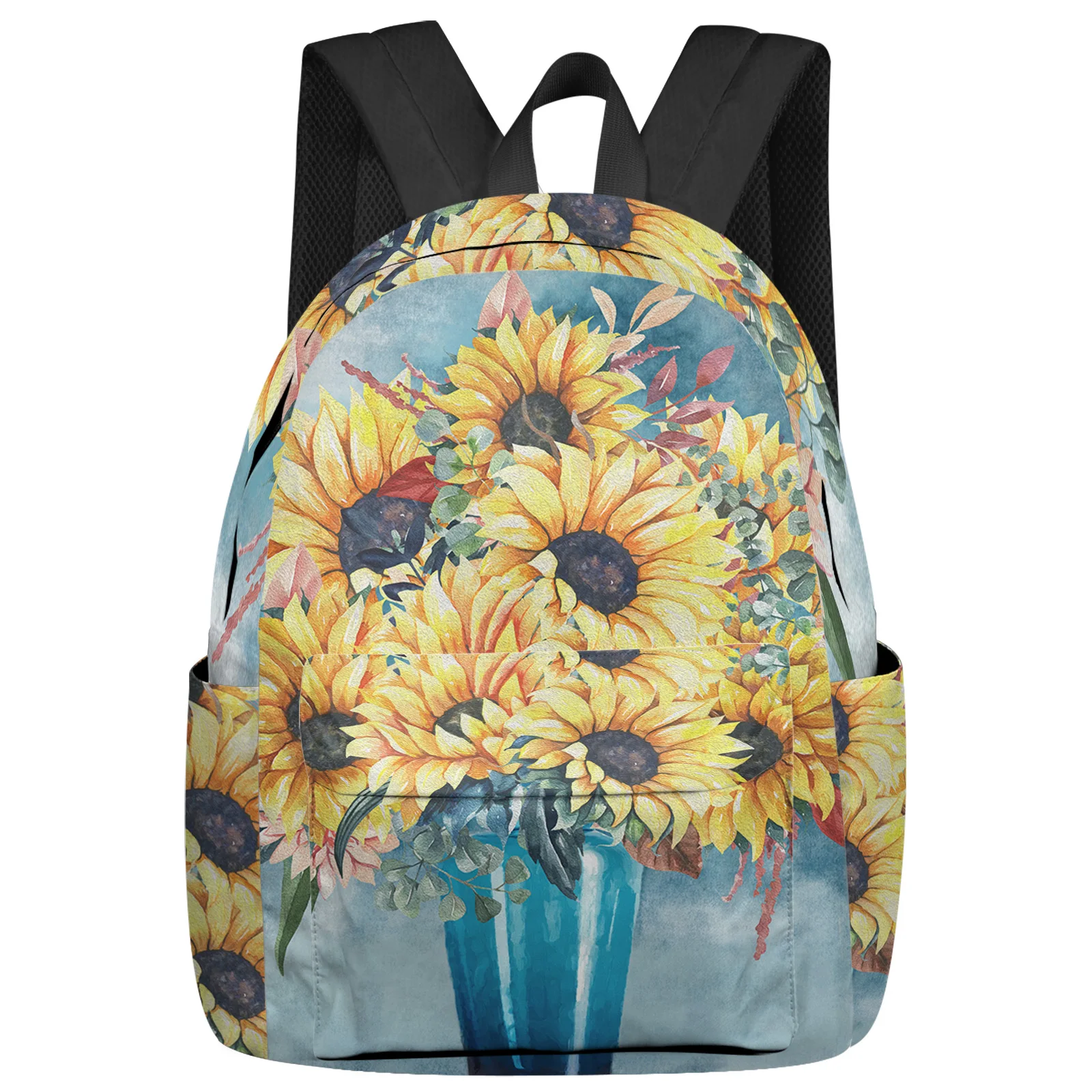 Oil Painting Texture Sunflowers Vases Women Man Backpacks Waterproof School Backpack For Student Boys Girls Laptop Bags Mochilas