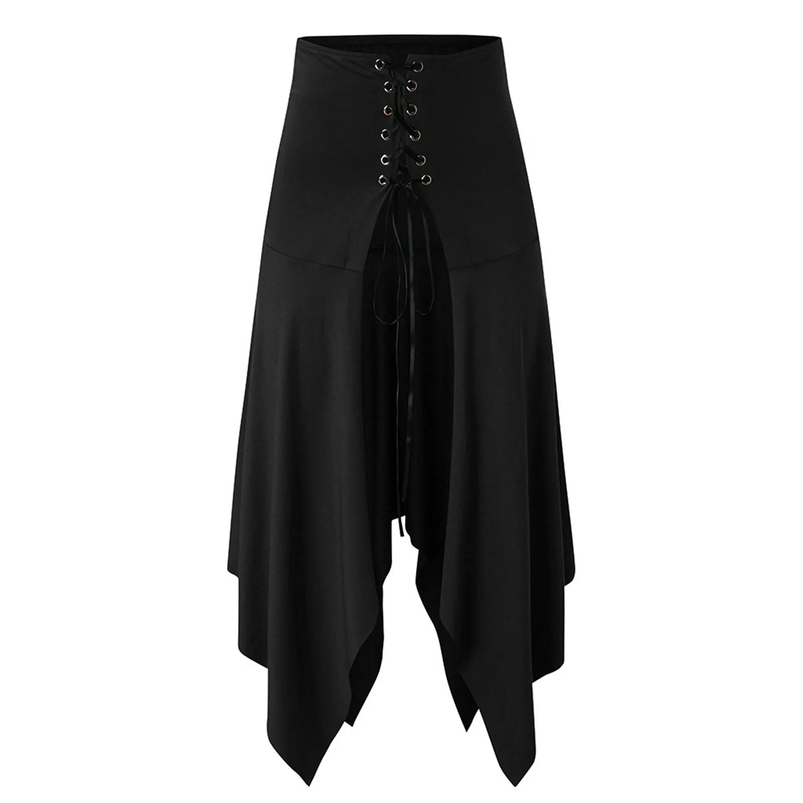 Gonna A righe da donna in stile Punk gonne A fessura con lacci asimmetrici gotici solidi di nuova moda gonne Cosplay di Halloween Vintage medievali