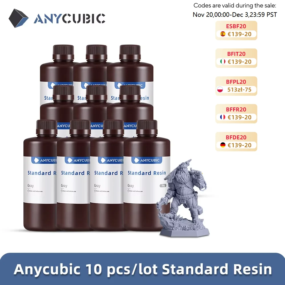 

10kg ANYCUBIC 405nm Standard Resin UV Resin For Photon 3D Printer High Precision UV Photopolymer Resin Printing Material