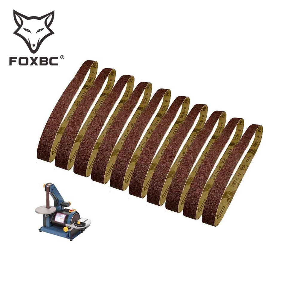 FOXBC 10pcs 25x762mm Sanding Belts Abrasive 1"x30" Sandpaper 60 80 120 240 Grit Aluminium Oxide Woodworking Accessories
